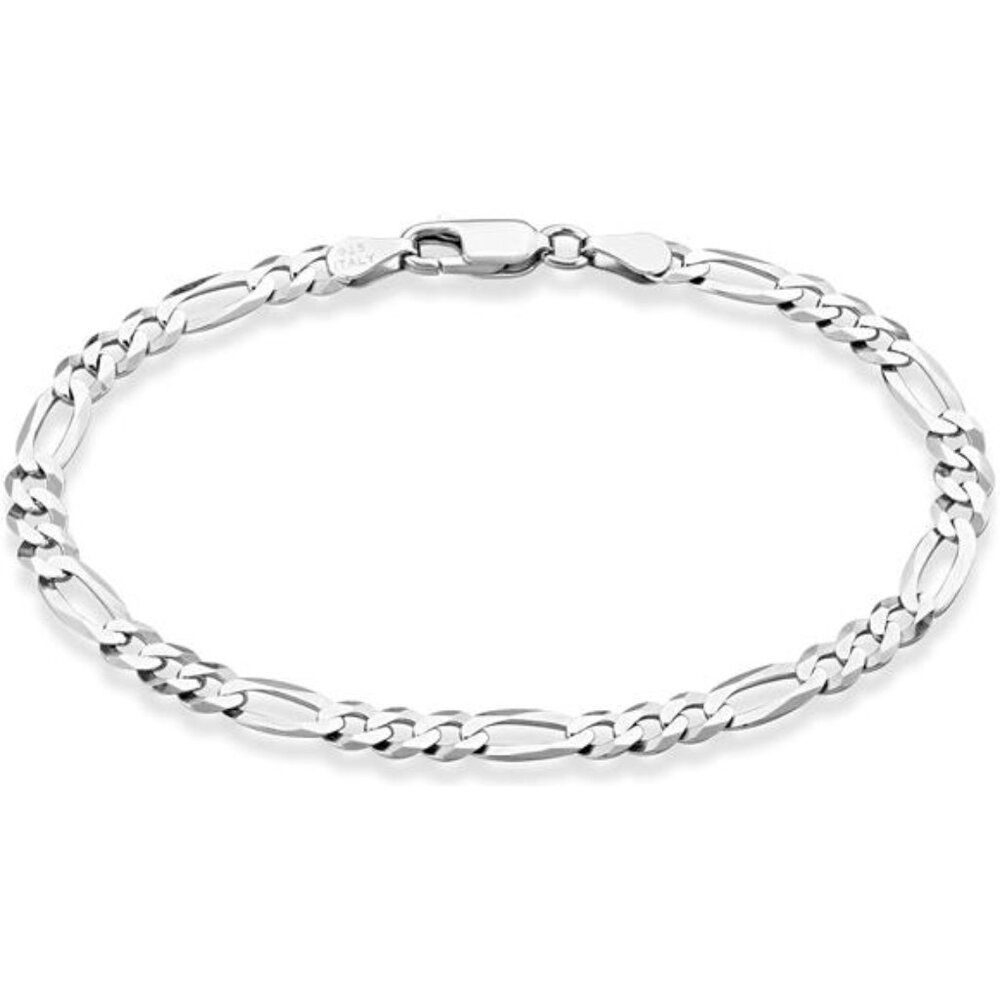 Miabella Solid 925 Sterling Silver Italian 5mm Diamond-Cut Figaro Chain